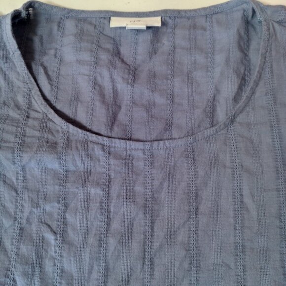 J Jill Blouse XS Blue Lightweight Woven Cotton Tiered Long Sleeve Pullover - Picture 7 of 8